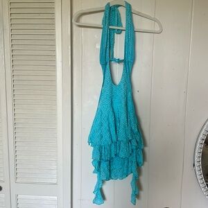 Turquoise Lace Halter Dress Fashion Nova